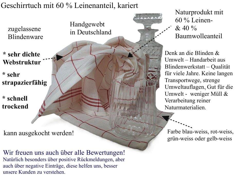 Blindenwerkstatt Gläsertuch Halbleinen
