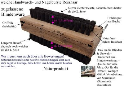 Nagelbürste Rosshaar - solide Handarbeit aus Blindenwerkstatt